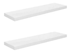 Estante flotante de pared (2 unidades), blanco brillante, 90 x 23,5 x 3,8 cm, MDF.