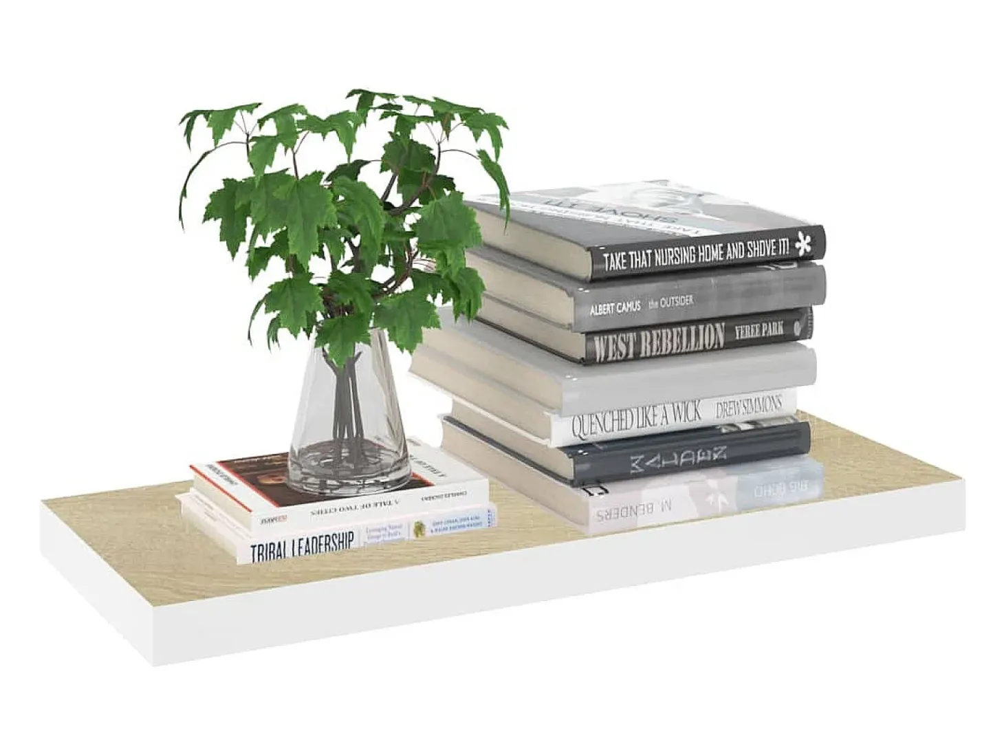 Estante flotante de pared roble y blanco 60x23,5x3,8 cm MDF