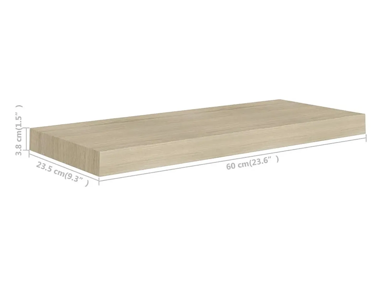 Estante flotante de pared roble 60x23,5x3,8 cm MDF