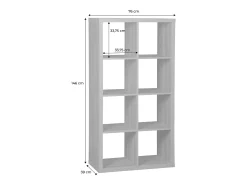 Estante librería 4 niveles 8 compartimentos efecto madera miel