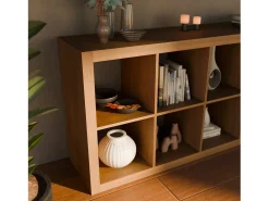 Estante librería 4 niveles 8 compartimentos efecto madera miel
