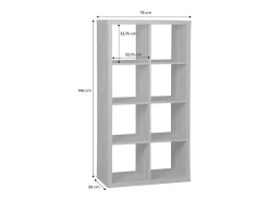Estante librería 4 niveles 8 compartimentos efecto madera miel
