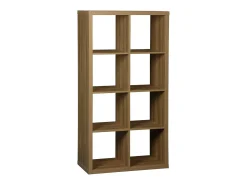 Estante librería 4 niveles 8 compartimentos efecto madera miel