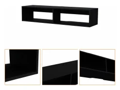 Estante multimedia Rockwood en melamina con dos estantes , 25.3 cm X 121.1 cm X 32 cm , Negro