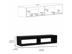 Estante multimedia Rockwood en melamina con dos estantes , 25.3 cm X 121.1 cm X 32 cm , Negro