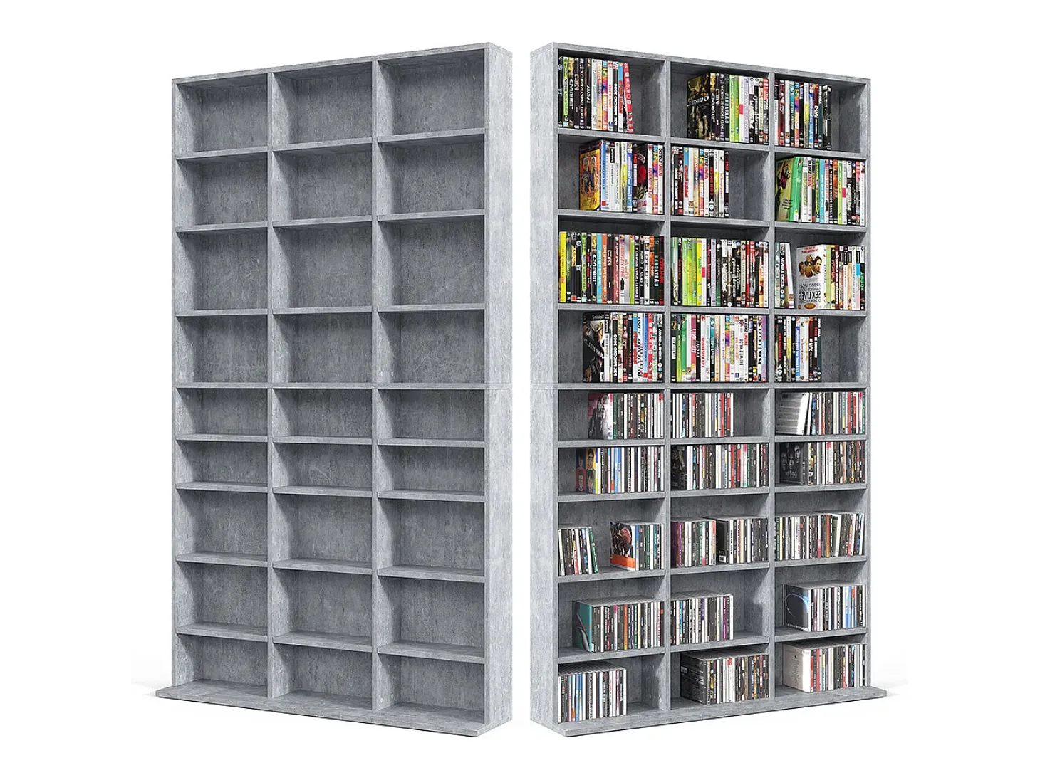 Estante para CDs hormigón 102x16x178 jukebox