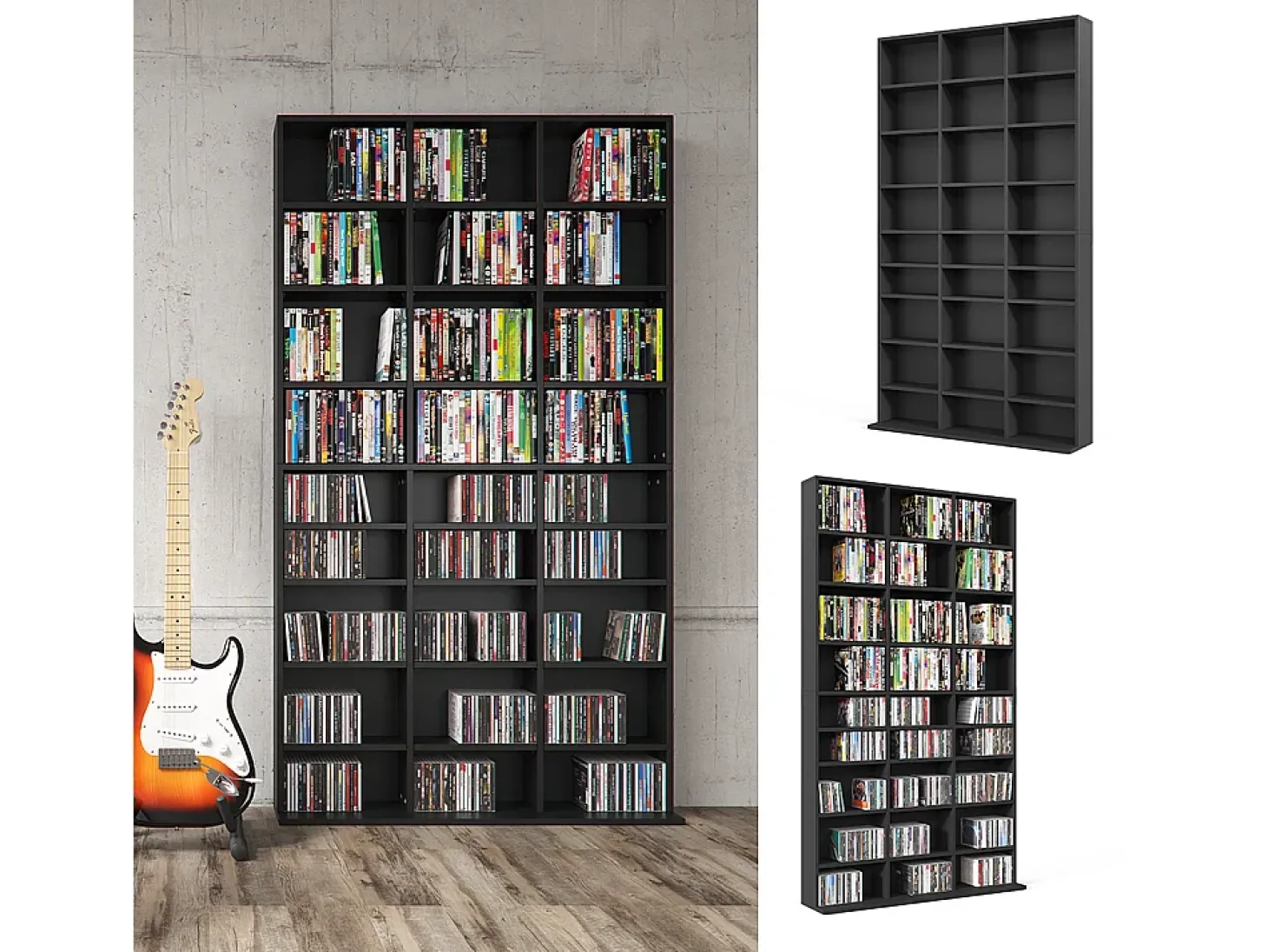 Estante para CDs negro 102x16x178 jukebox