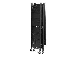 Estante Plegable SucceBuy Estantería Plegable de 3 Niveles, 76 x 33 x 91 cm, Metal Resistente, con 5 Ruedas y 4 Ganchos, para Cocina, Despensa. Color Negro