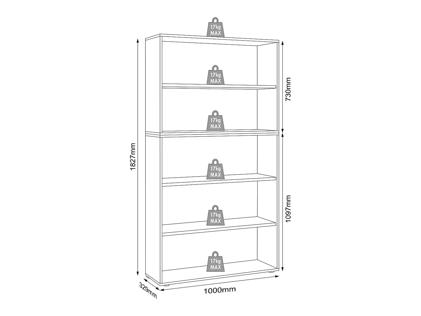 Estante Salia 5f ancho 100 cm