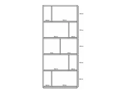 Estantería 5 alturas modelo 545 acabado roble claro/grafito. 191 cm(alto), 80 cm(ancho),