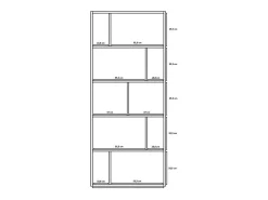 Estantería 5 alturas modelo 545 acabado roble claro/blanco. 191 cm(alto), 80 cm(ancho), 3