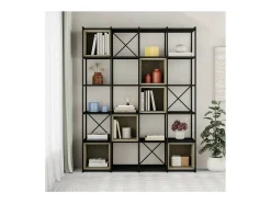 Estantería 5 cubos y estantes modelo Berta-140 acabado negro/verde, 179cm(alto) 140cm(anc