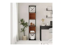 Estantería 2 cubos y estantes modelo Berta-36 acabado negro/terracota, 179cm(alto) 36cm(a