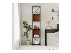 Estantería 2 cubos y estantes modelo Berta-36 acabado negro/terracota, 179cm(alto) 36cm(a