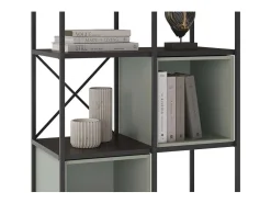 Estantería 3 cubos y estantes modelo Berta-70 acabado negro/verde, 179cm(alto) 70cm(ancho