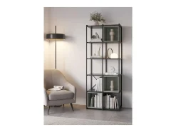 Estantería 3 cubos y estantes modelo Berta-70 acabado negro/verde, 179cm(alto) 70cm(ancho