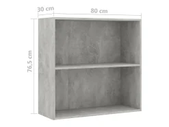 Estantería 2 niveles contrachapada gris hormigón 80x30x76,5cm