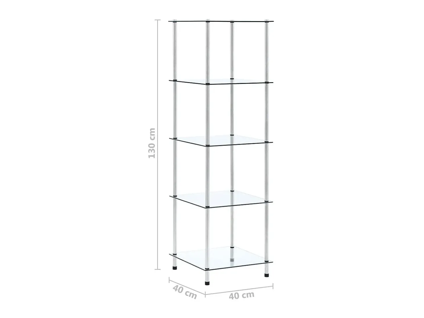 Estantería 3 niveles cristal templado transparente 40x40x67 cm ES799558