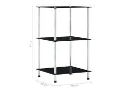 Estantería 3 niveles cristal templado negro 40x40x67 cm ES947582