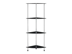 Estantería 4 niveles cristal templado negro 30x30x100 cm