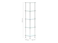 Estantería 5 niveles cristal templado transparente 30x30x130 cm