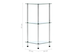 Estantería 3 niveles cristal templado transparente 30x30x67 cm