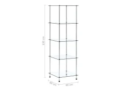 Estantería 3 niveles cristal templado transparente 40x40x67 cm