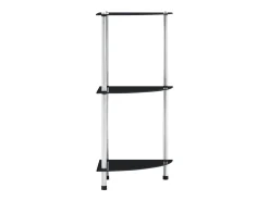 Estantería 3 niveles cristal templado negro 30x30x67 cm