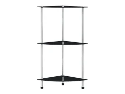 Estantería 3 niveles cristal templado negro 30x30x67 cm