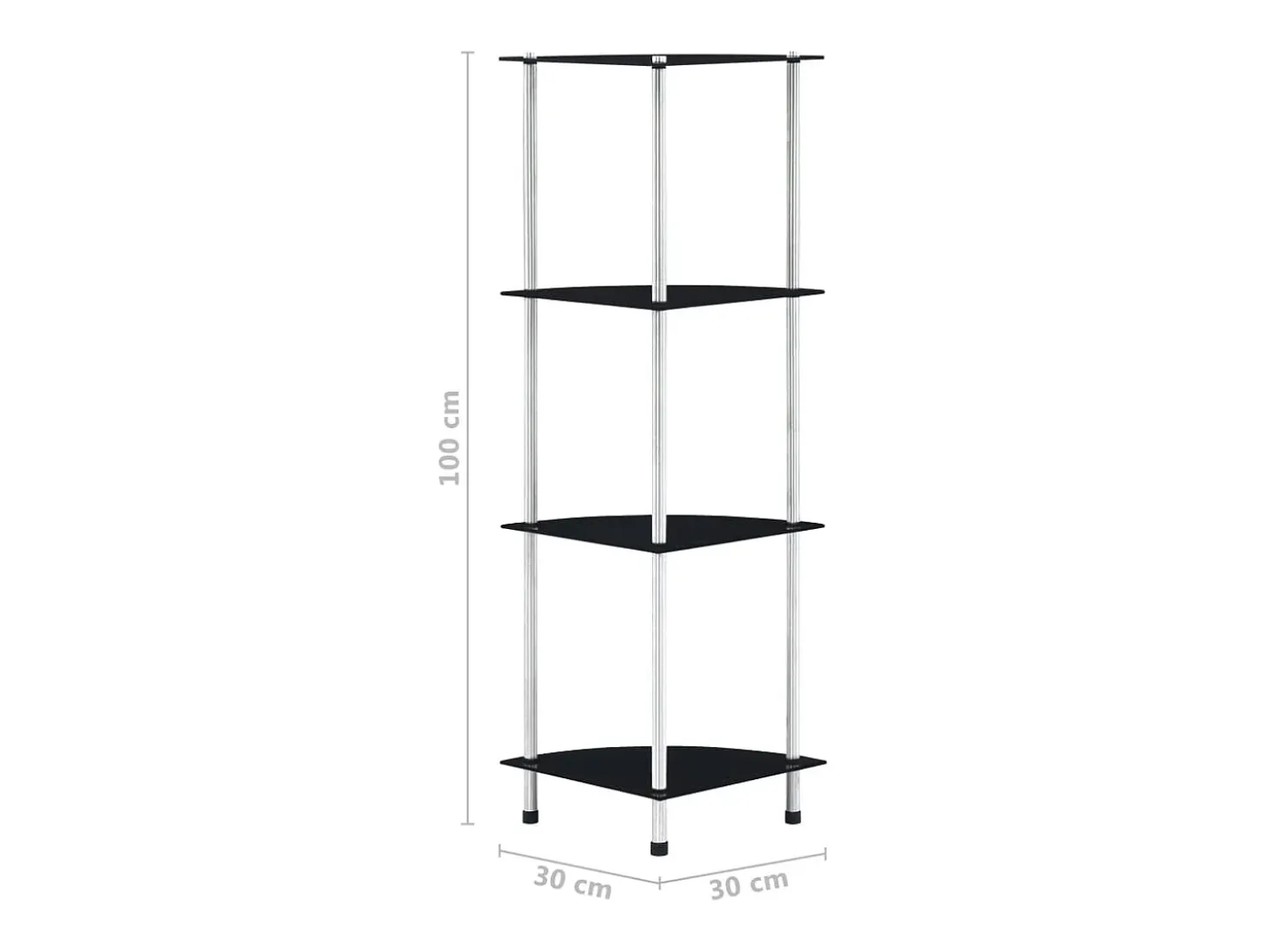 Estantería 4 niveles cristal templado negro 30x30x100 cm