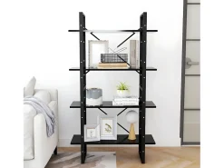 Estantería 4 niveles madera contrachapada negro 80x30x140 cm