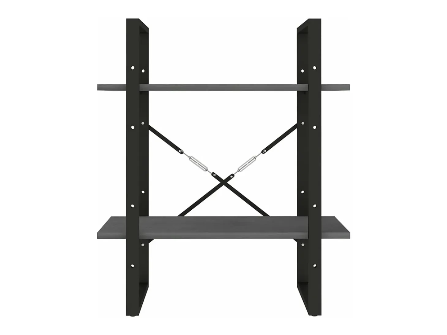 Estantería 2 niveles madera maciza de pino gris 60x30x70 cm