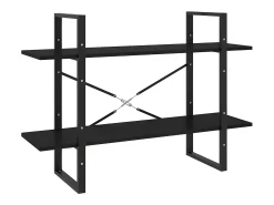 Estantería 2 niveles madera maciza de pino negra 100x30x70 cm