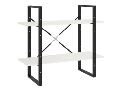 Estantería 2 niveles madera maciza de pino blanco 80x30x70 cm