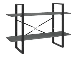 Estantería 2 niveles madera maciza de pino gris 100x30x70 cm