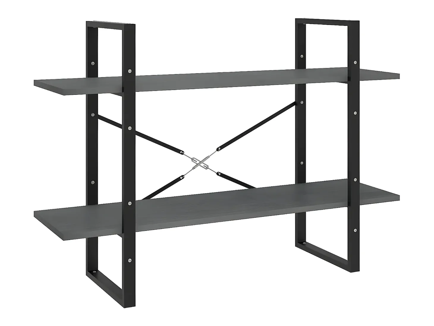 Estantería 2 niveles madera maciza de pino gris 100x30x70 cm