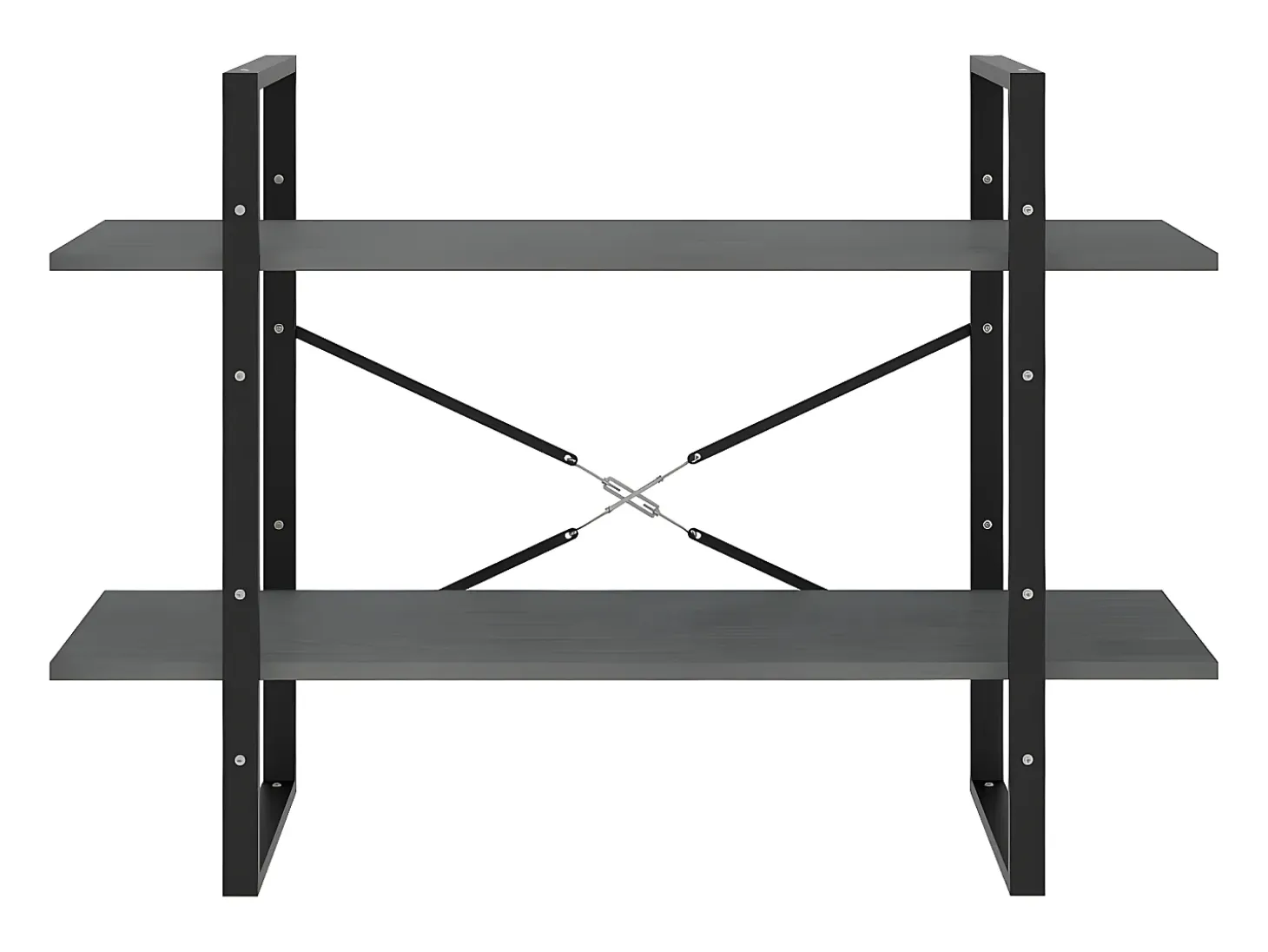 Estantería 2 niveles madera maciza de pino gris 100x30x70 cm