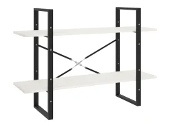 Estantería 2 niveles madera maciza de pino blanco 100x30x70 cm