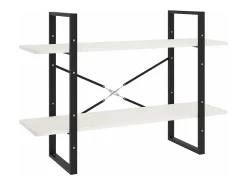 Estantería 2 niveles madera maciza de pino blanco 100x30x70 cm