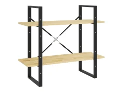 Estantería 2 niveles madera maciza de pino 80x30x70 cm