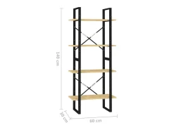 Estantería 4 niveles madera maciza de pino 60x30x140 cm