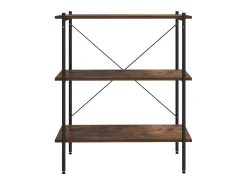Estantería 3 niveles negra y madera oscura 80x40x92 cm ES602444