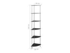 Estantería 6 niveles vidrio templado negro 30x30x160 cm