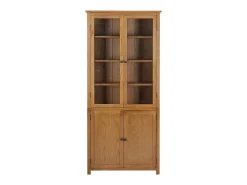 Estantería 4 puertas madera roble macizo y cristal 90x35x200cm