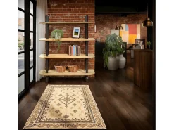 Estantería alta de 4 baldas en madera de roble y estructura en negro 180 cm Padma Negro - Roble
