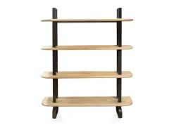 Estantería alta de 4 baldas en madera de roble y estructura en negro 180 cm Padma Negro - Roble