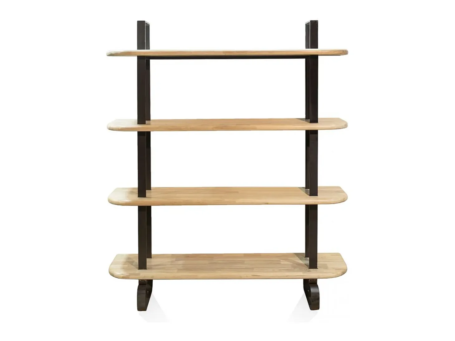 Estantería alta de 4 baldas en madera de roble y estructura en negro 180 cm Padma Negro - Roble