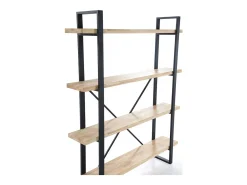 Estantería alta de 180x150x30 cm de madera en color beige con estructura metálica Chic
