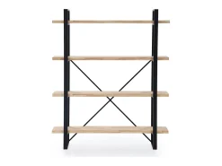 Estantería alta de 180x150x30 cm de madera en color beige con estructura metálica Chic