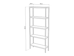 Estantería alta Jack 5 estantes roble Nordish/blanco 180x80x28 cm Adec